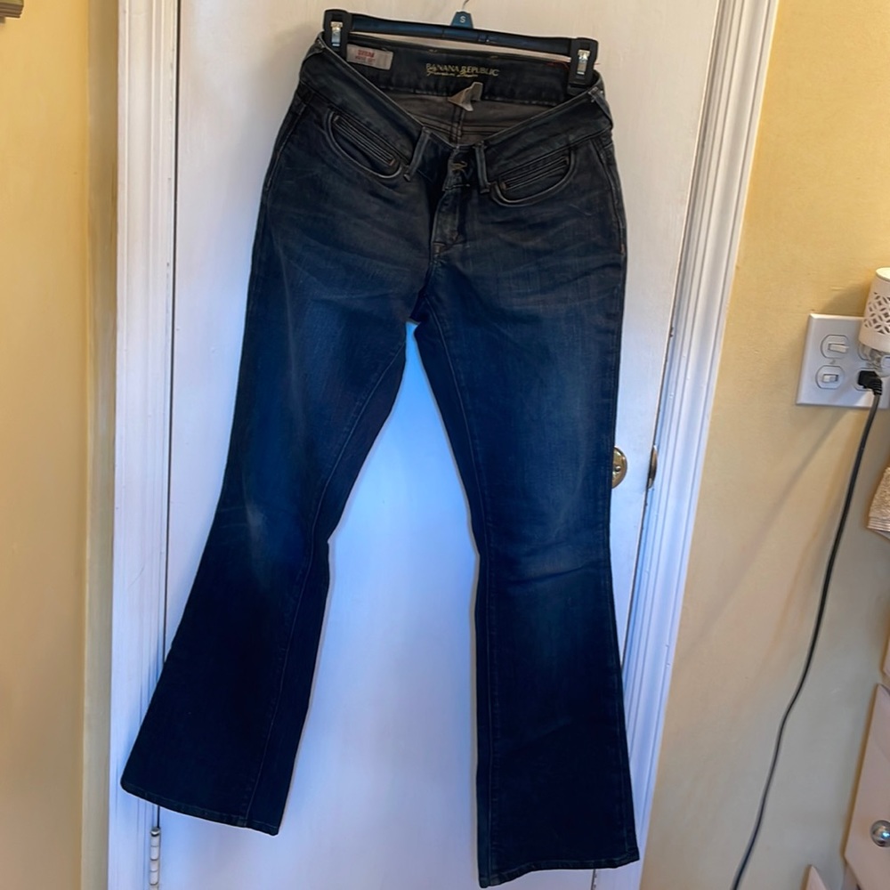 Banana Republic premium denim dark wash wide leg jean
